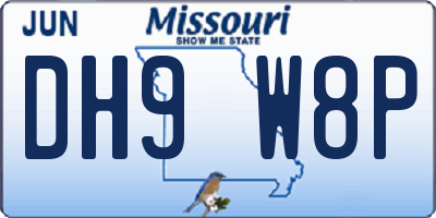 MO license plate DH9W8P