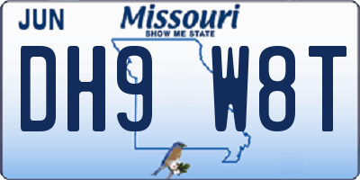 MO license plate DH9W8T