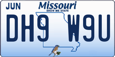 MO license plate DH9W9U