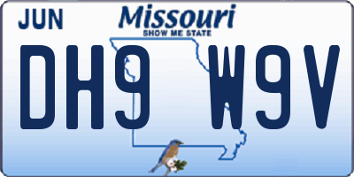 MO license plate DH9W9V