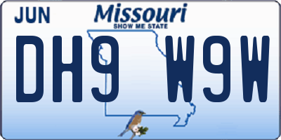 MO license plate DH9W9W