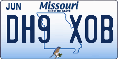 MO license plate DH9X0B