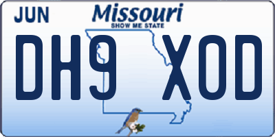 MO license plate DH9X0D