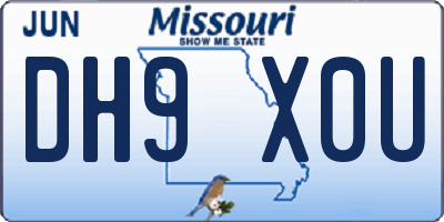 MO license plate DH9X0U
