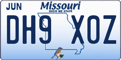 MO license plate DH9X0Z