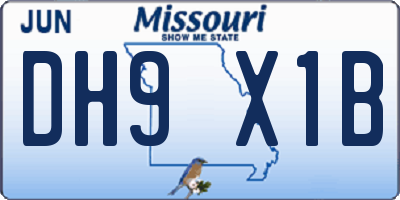 MO license plate DH9X1B