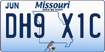 MO license plate DH9X1C
