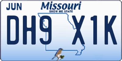 MO license plate DH9X1K
