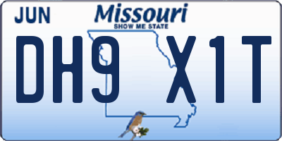 MO license plate DH9X1T