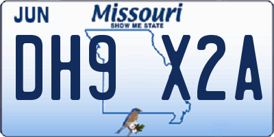 MO license plate DH9X2A