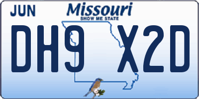 MO license plate DH9X2D