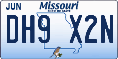 MO license plate DH9X2N