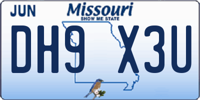 MO license plate DH9X3U