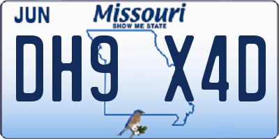 MO license plate DH9X4D