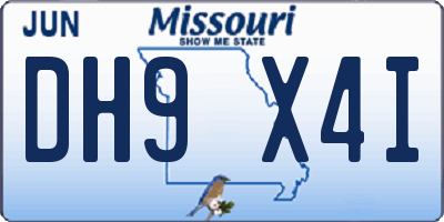 MO license plate DH9X4I