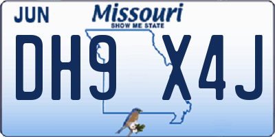 MO license plate DH9X4J