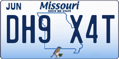 MO license plate DH9X4T