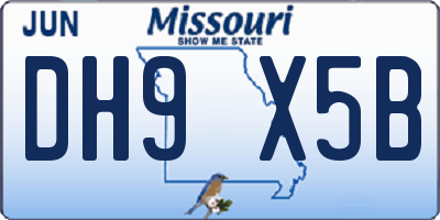 MO license plate DH9X5B