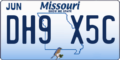 MO license plate DH9X5C