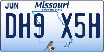 MO license plate DH9X5H