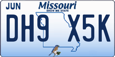 MO license plate DH9X5K