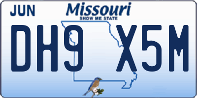 MO license plate DH9X5M