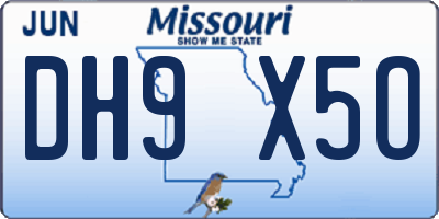 MO license plate DH9X5O