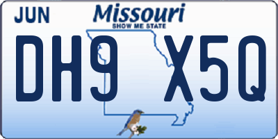 MO license plate DH9X5Q