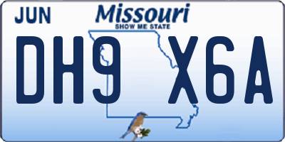 MO license plate DH9X6A