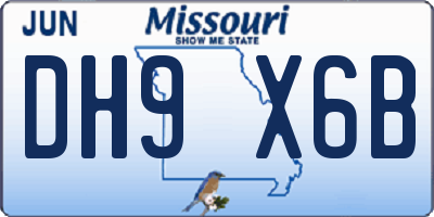 MO license plate DH9X6B