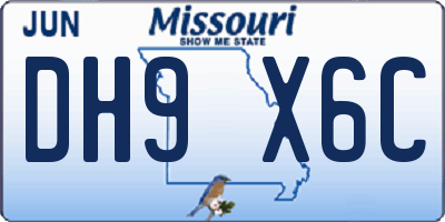 MO license plate DH9X6C