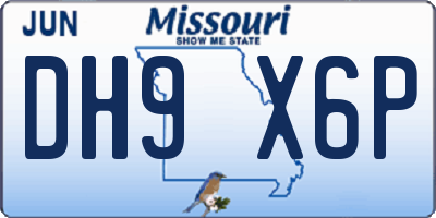 MO license plate DH9X6P