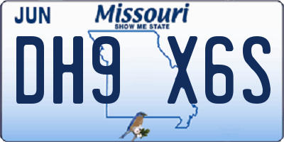 MO license plate DH9X6S