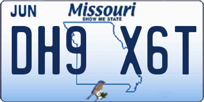 MO license plate DH9X6T