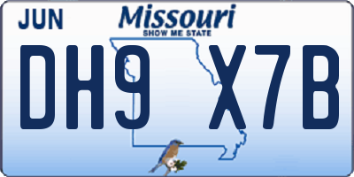 MO license plate DH9X7B