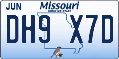 MO license plate DH9X7D