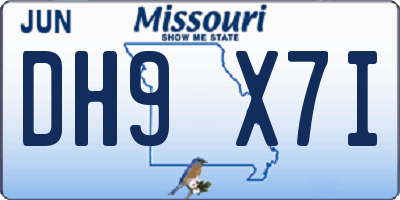 MO license plate DH9X7I