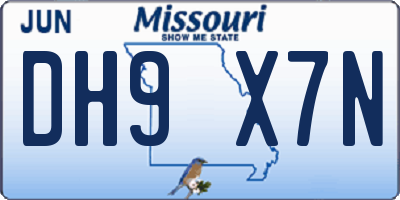 MO license plate DH9X7N