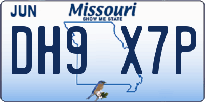 MO license plate DH9X7P
