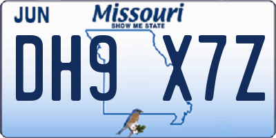 MO license plate DH9X7Z