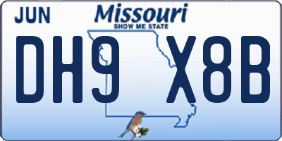 MO license plate DH9X8B