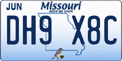 MO license plate DH9X8C