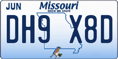 MO license plate DH9X8D