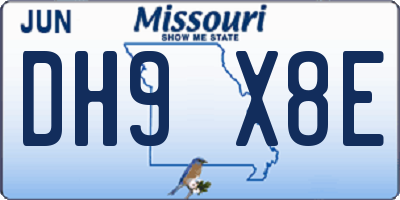 MO license plate DH9X8E