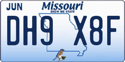 MO license plate DH9X8F