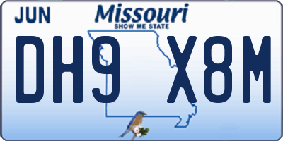 MO license plate DH9X8M