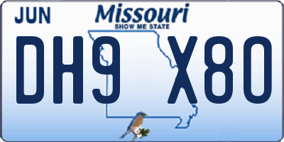MO license plate DH9X8O