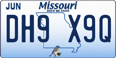 MO license plate DH9X9Q