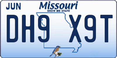 MO license plate DH9X9T