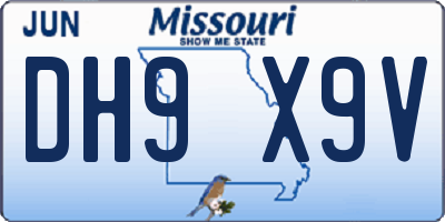 MO license plate DH9X9V